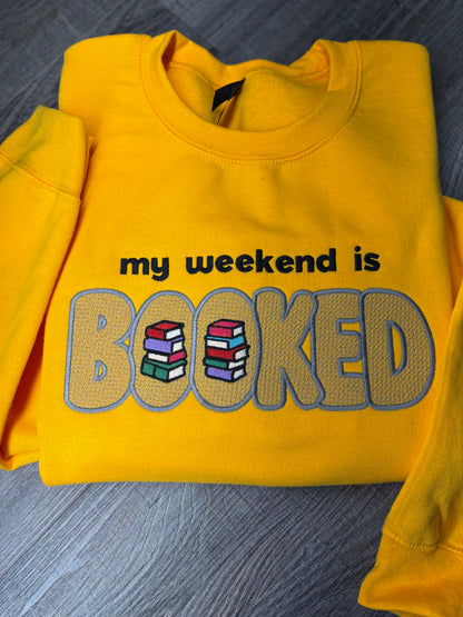 Embroidered Booked Sweatshirt: Monochrome Bookworm Reading Sweater